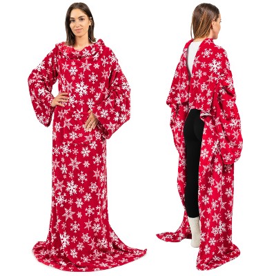 PAVILIA Fleece Wearable Blanket with Sleeves, Warm Cozy Soft Functional Lightweight Sleeved Throw Adults Men Women