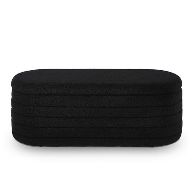 NicBex Modern 43" Boucle Fabric Storage Bench with Oval Shape for Bedroom and Living Room