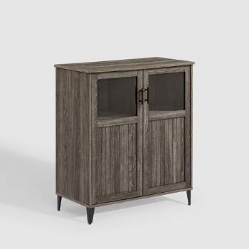 Transitional Glass and Grooved Door Accent Cabinet - Saracina Home