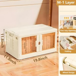 Musment Storage Bins with Lids- 1-3 Tier Folding Storage box with Doors and Wheels, Collapsible Plastic Storage Bins for Closets - 1 of 4