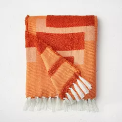 Geometric Patterned Chunky Woven Throw Blanket Rust - Opalhouse™ designed with Jungalow™