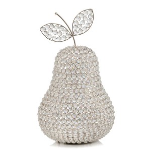 HomeRoots 18" Silver Faux Crystal and Silver Decorative Pear Tabletop Sculpture - 1 of 4