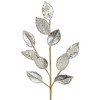 Northlight 28" Platinum Silver and Icy Glitter Leaves Christmas Spray - 3 of 4