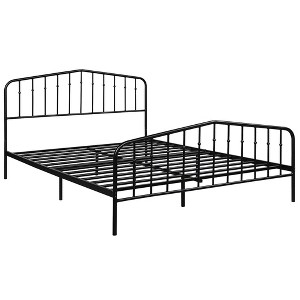 Costway Queen Size Metal Bed Frame Steel Slat Platform Headboard Footboard Bedroom Black - 1 of 4