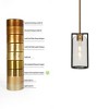LNC Lakierowane 6-in Mid-Century Modern Cylinder Mini Pendant Light with Clear Glass Shade, Black and Polished Gold, 1-Light - 2 of 4