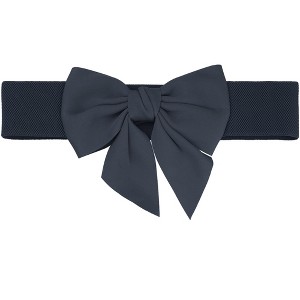 Elerevyo Women's Dress Elastic Waistband Versatile Belts Wide Bow Tie Belt - 1 of 4