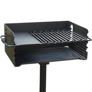 Pilot Rock CBP-247 Jumbo Park Style Steel Outdoor BBQ Charcoal Grill with Cooking Grate and 2 Piece Post for Camping and Backyards, (3 Pack) - 1 of 4