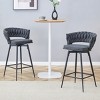 25" Swivel Counter Stools Set of 2 with Cotton Linen Cushions and Metal Frame for Kitchen Island-3irtyhousy - 2 of 4