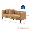 Modern Faux Leather Sofa Couch, 78 in W Sofa w/ Deep Seats, 3 Seater Sofa Couch w/ 2 Throw Pillows & Wood Legs, Easy Assembly - 2 of 4