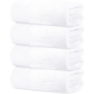 BRINJOY 4-Pack Extra Large Bath Towels - 30x60 Inch 100% Ultra-Fine Cotton, Lightweight Quick-Dry Bath Towels (White) - 1 of 4