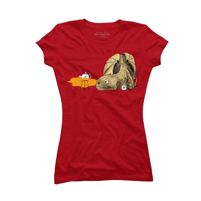 Junior's Design By Humans Dragon making Tea By djrbennett T-Shirt