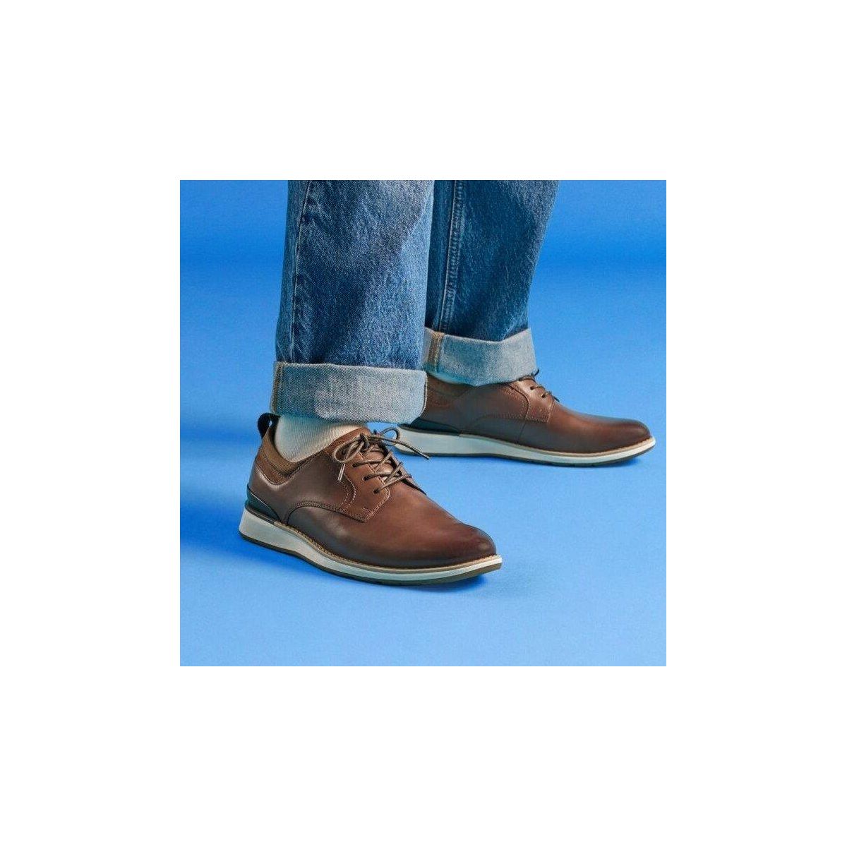 Clarks Mens Flex Hybrid Tan Leather Shoes - thumbnail 2