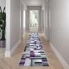 Emma and Oliver Modern Cubist Olefin Accent Runner Rug in Gradient Shades with Natural Jute Backing - 2 of 4