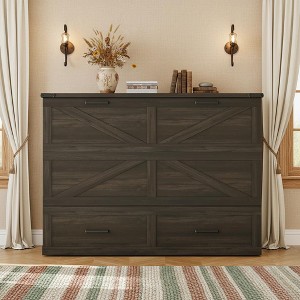 Polibi Fold-Out Murphy Cabinet Bed with Storage Drawer and Charging Station - 1 of 4