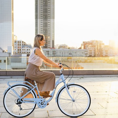 VisioGear Bicycles, 24 Inch Ladies Bicycle with Adiustable Seat, Commute Bicycle for Women Ladies, Blue, 62.2"*23.62"*40.16"
