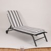 PAGED 2-Piece Polyester Patio Chaise Lounge Cushion Replacement Patio,Patio Cushion with High Resilience Sponge for Pool,Deck,Gray+White - 2 of 4