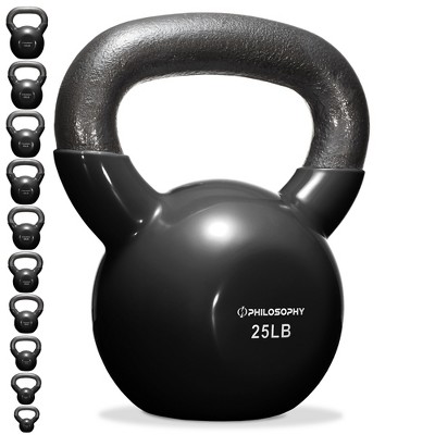 Philosophy Gym Vinyl Coated Cast Iron Kettlebell Weights - Black