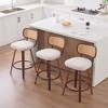 Okak Set of 2/3 PU/Linen Swivel Counter Height Bar Stools for Dining Rooms,Armless Chairs Bar Island Stools with Wooden Back - 2 of 4