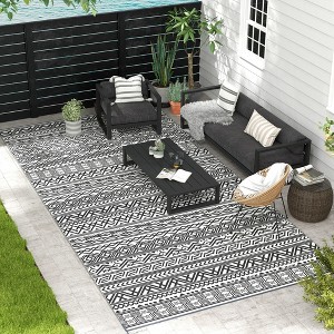 Gulches Outsunny Reversible Outdoor Rug, 9' x 18' Waterproof Plastic Straw Floor Mat, Portable RV Camping Carpet with Carry Bag - 1 of 4