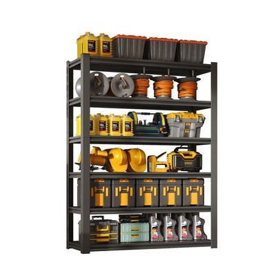 NicBex 5/6 Tier Metal Garage Shelving,2000/2400LBS Heavy Duty Storage Shelves,Adjustable Industrial Shelving Unit Storage Rack,Black