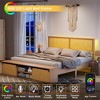 Full/King Size Natural Rattan Bed Frame with Sliding Barn Door Storage Cabinets, Boho Farmhouse Platform Bed, Noise-Free Slats, No Box Spring Needed - 4 of 4