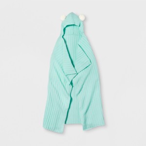 Hooded Knit Blanket Green - Pillowfort