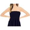 LA LEELA Women's House Daily Routine Evening Wear Solid Smocked Top Maxi Slit Dress Casual Strapless Tube Dresses for Women - 3 of 4