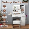 Vanity Desk with LED Mirror Lights and Power Outlet Charging Station, Makeup Dressing Table w/ 3 Drawers, 7 Shelves and Storage Stool - 3 of 4