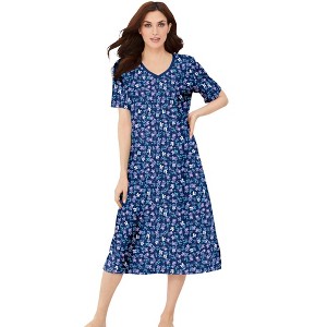 Dreams & Co. Plus Size Long Print Sleepshirt - 1 of 4
