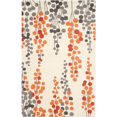 Beige and Orange Hand-Tufted Wool and Viscose Area Rug