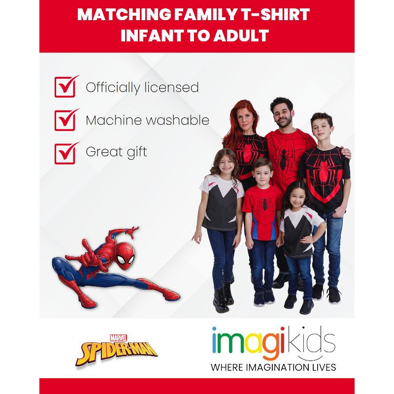 Marvel Spider-Man Miles Morales Spider-Gwen Ghost Spider Matching Family Cosplay T-Shirt Toddler, 5 of 8