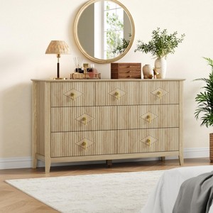 7 Drawer Dresser for Bedroom, 54"W Wooden Chest of Drawers with Metal Handles, Fluted Clothes Storage Organizer, Dresser TV Stand for Hallway - 1 of 4