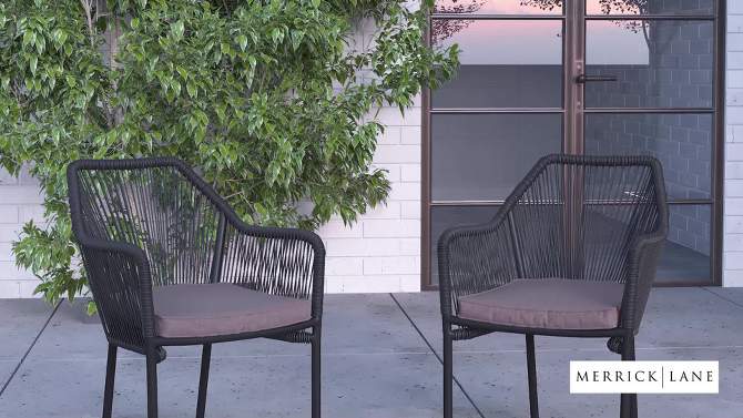 Merrick Lane Outdoor Furniture Sets 2 Piece All-Weather Woven Patio Chairs With Cushions, 2 of 18, play video