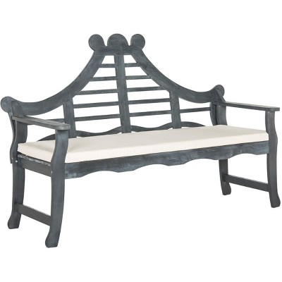 Azusa Ash Gray and Beige Transitional Outdoor Bench