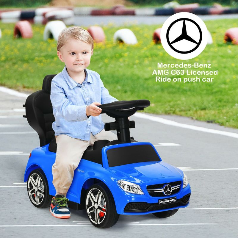 Costway 3 in 1 Ride on Push Car Mercedes Benz Toddler Stroller Sliding Car White\Blue\Red, 4 of 11