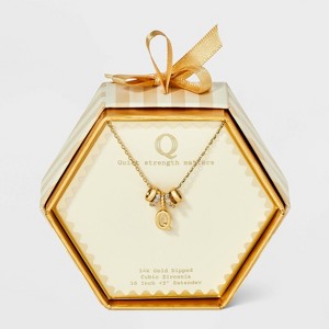14K Gold Dipped Cubic Zirconia Rondelle Initial Necklace - A New Day™ Gold - 1 of 4