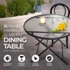 Four Season Courtyard 35" Round Marbella Folding Steel Dining Table Outdoor Backyard Patio Furniture with Glass Tabletop and Umbrella Hole, Black - 2 of 4