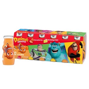 Danimals Strawberry & Birthday Cake Kids' Smoothies - 12ct/3.1 fl oz Bottles - 1 of 4