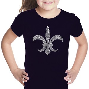 LA Pop Art Girl's Word Art T-shirt - FLEUR DE LIS - POPULAR LOUISIANA CITIES - 1 of 4