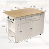 Rolling Kitchen Island Cart with Power Outlet & Drop Leaf, Kitchen Storage Cabinet on Wheels with 3 Drawers, Spice Rack & Towel Rack - 2 of 4
