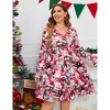 Christmas Plus Size Women's Casual Long Sleeve Dress Vintage 1950's Party Cocktail Dress - 4 of 4