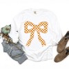Simply Sage Market Coquette Orange Checker Bow Garment Dyed Long Sleeve - 3 of 4