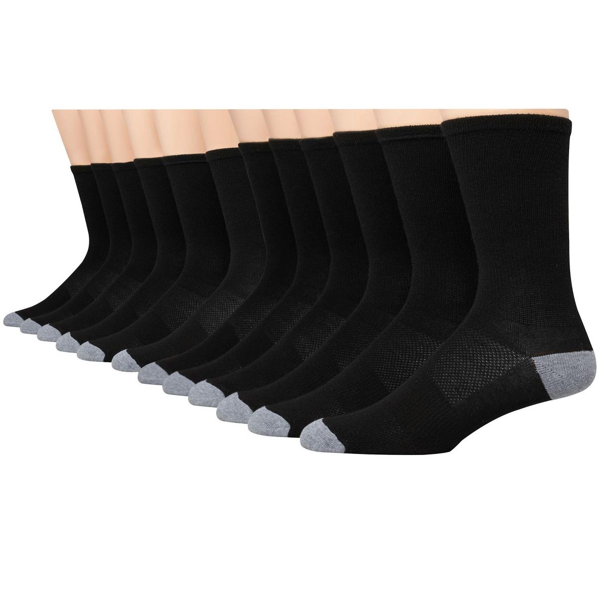 Hanes X-Temp Men's Lightweight Crew Socks, Shoe Sizes 6-12, 12-Pairs