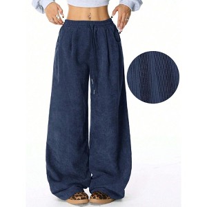 Coolmee Women's Drawstring High Waisted Sweatpants Wide Leg Split Baggy Workout Trousers Pants - 1 of 4