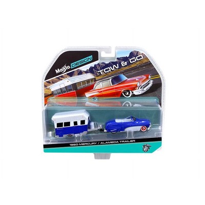 Maisto 1950 Mercury with Alameda Trailer Blue / White Tow & Go 1/64 Diecast Model