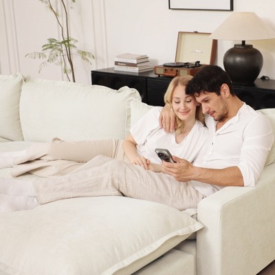 WJSHome 85" Modular Sectional Couches for Living Room with Ottoman, Loveseat Cloud Couch with Deep Seat, Linen Fabric