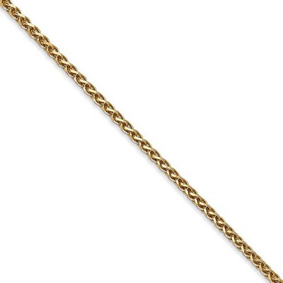 Black Bow Jewelry 1.8mm 14k Yellow Gold Solid Diamond Cut Spiga Chain Necklace