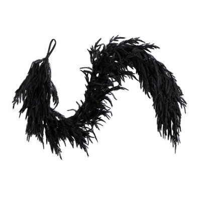 Nearly Natural 6-ft Artificial Real Touch Halloween Black Norfolk Island Pine Garland with Natural Look
