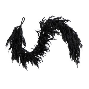 Nearly Natural 6-ft Artificial Real Touch Halloween Black Norfolk Island Pine Garland with Natural Look - 1 of 4
