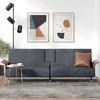 vidaXL Sofa Bed with Cup Holders Dark Gray Velvet - 2 of 4